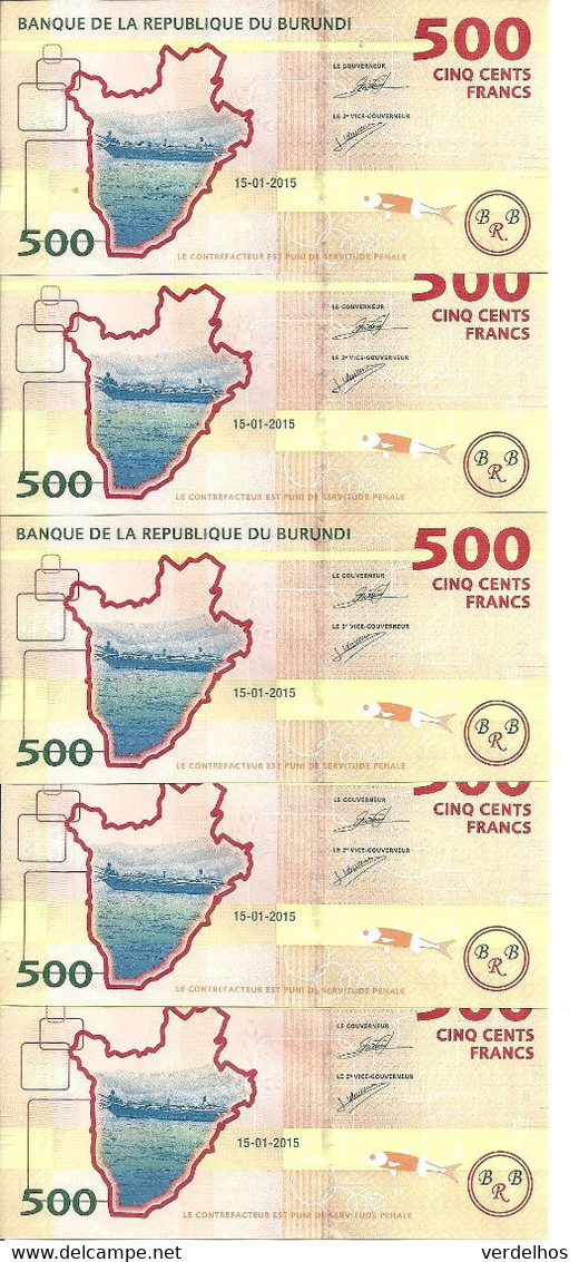 BURUNDI 500 FRANCS 2015 UNC P 50 ( 5 Billets ) - Burundi