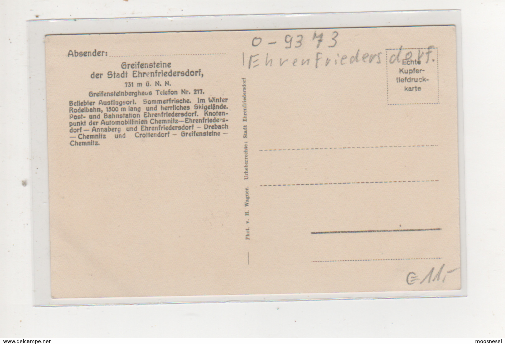 Antike Postkarte -GREIFENSTEINE DER STADT EHRENFRIEDERSDORF - Ehrenfriedersdorf