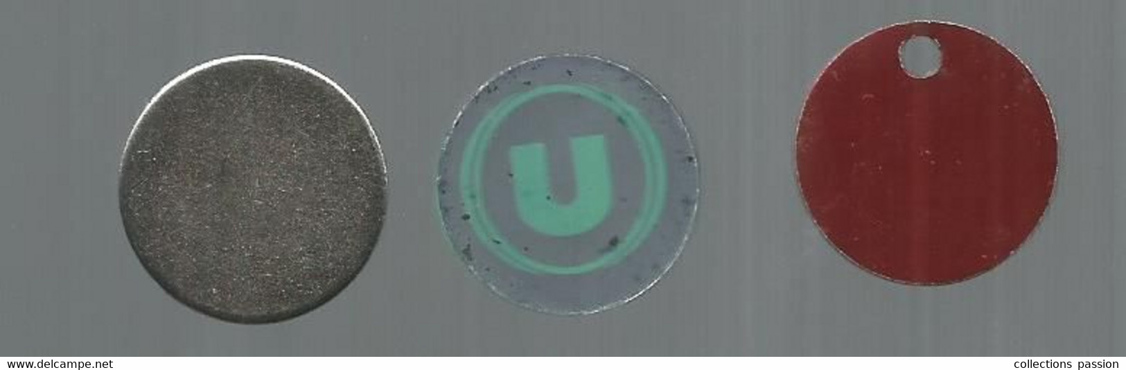 JC, JETON DE CADDIE , 2 Scans , U, Toyota, Van Hauwe, LOT DE 3 JETONS DE CADDIES - Trolley Token/Shopping Trolley Chip