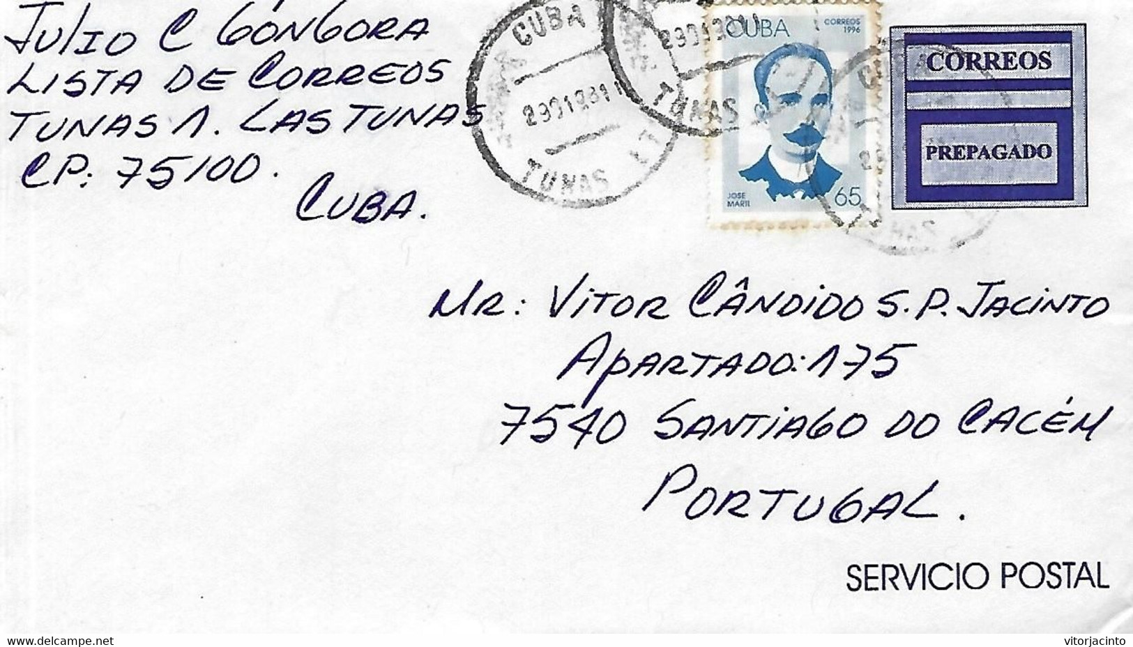 Cuba - PrePayd Official Cover For Internal Use But Sent Abroad - Portomarken