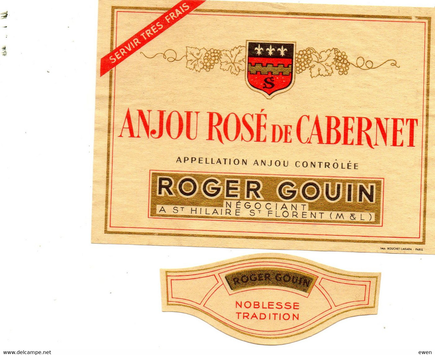 Etiquette De Vin Anjou Années 1950. Roger Gouin à St Florent (49) - Autres & Non Classés