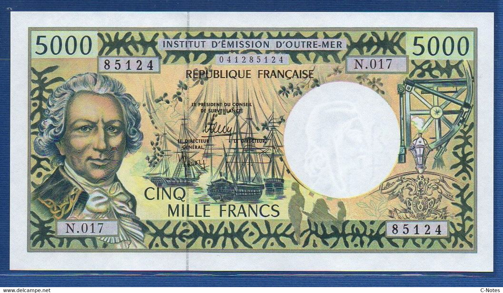 FRENCH PACIFIC TERRITORIES - P.3i – 5000 Francs ND (1992-2010)  UNC, S/n N.017 85124 - Territoires Français Du Pacifique (1992-...)