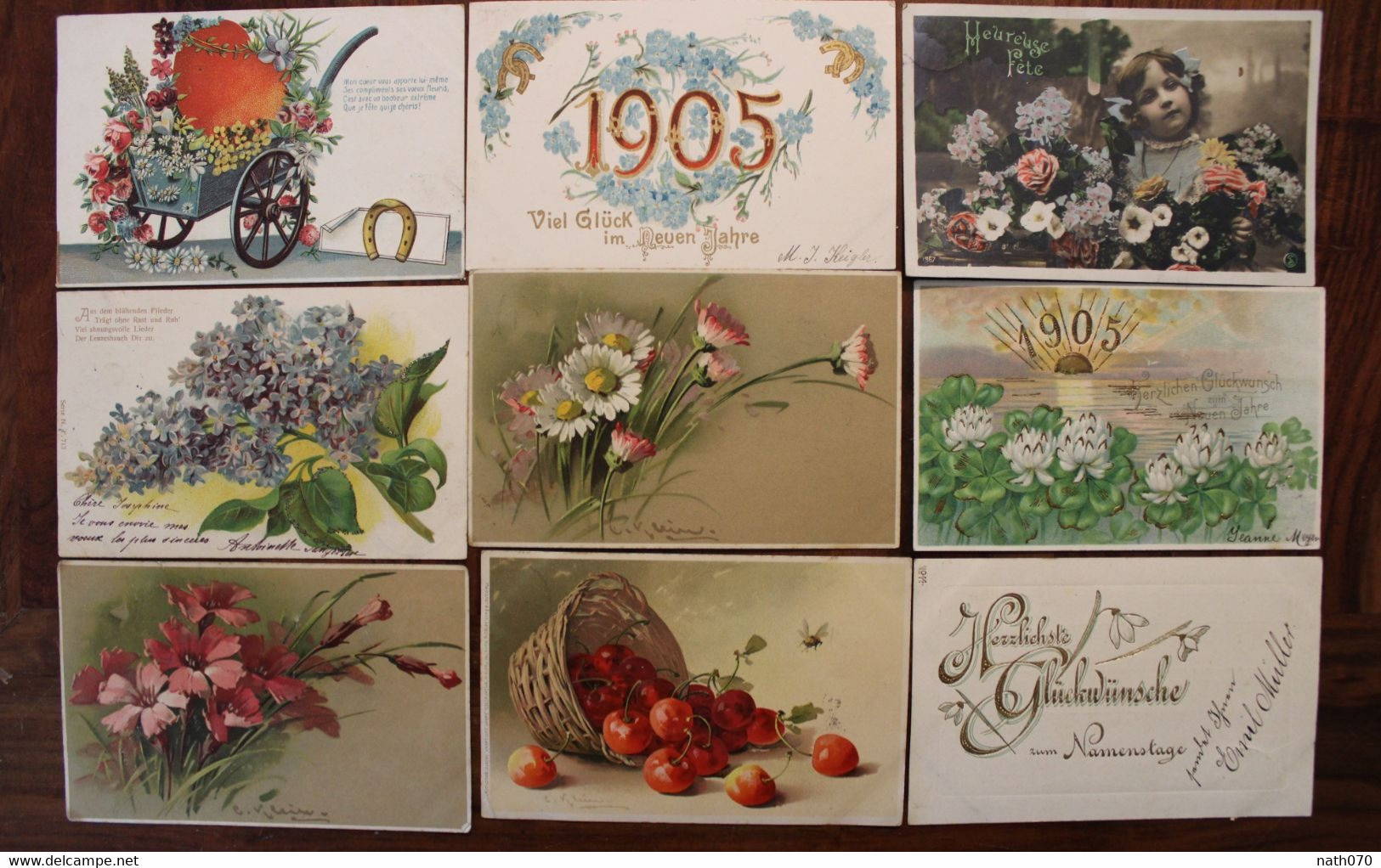 Lot 34 Ak CPA 1900's Fleurs Carte Voyagée Elsass Alsace - Otros & Sin Clasificación