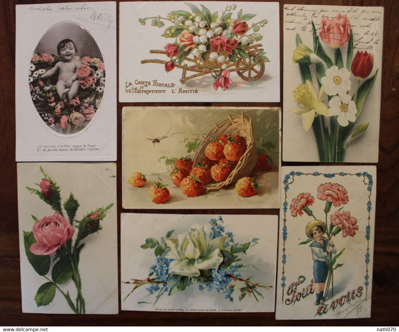 Lot 34 Ak CPA 1900's Fleurs Carte Voyagée Elsass Alsace - Otros & Sin Clasificación