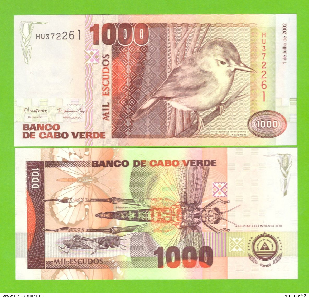 CAPE VERDE 1000 ESCUDOS 2002 P-65b  UNC - Capo Verde