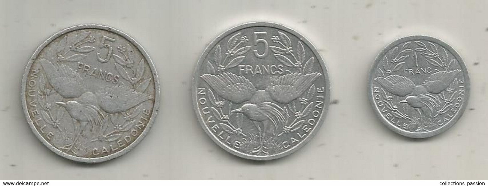 MONNAIE , NOUVELLE CALEDONIE,  5 Francs 1952 , 5 Francs 1983, 1 Francs 1994,  LOT DE 3 MONNAIES - Nieuw-Caledonië