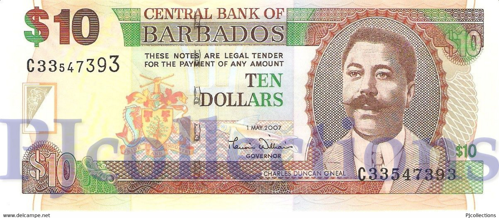 BARBADOS 10 DOLLARS 2007 PICK 68a UNC - Barbados (Barbuda)