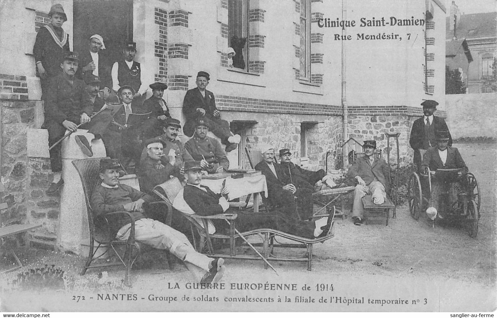 CPA 44 NANTES GROUPE DE SOLDATS CONVALESCENTS A LA FILIALE DE L'HOPITAL TEMPORAIRE N°3 / GUERRE - Nantes