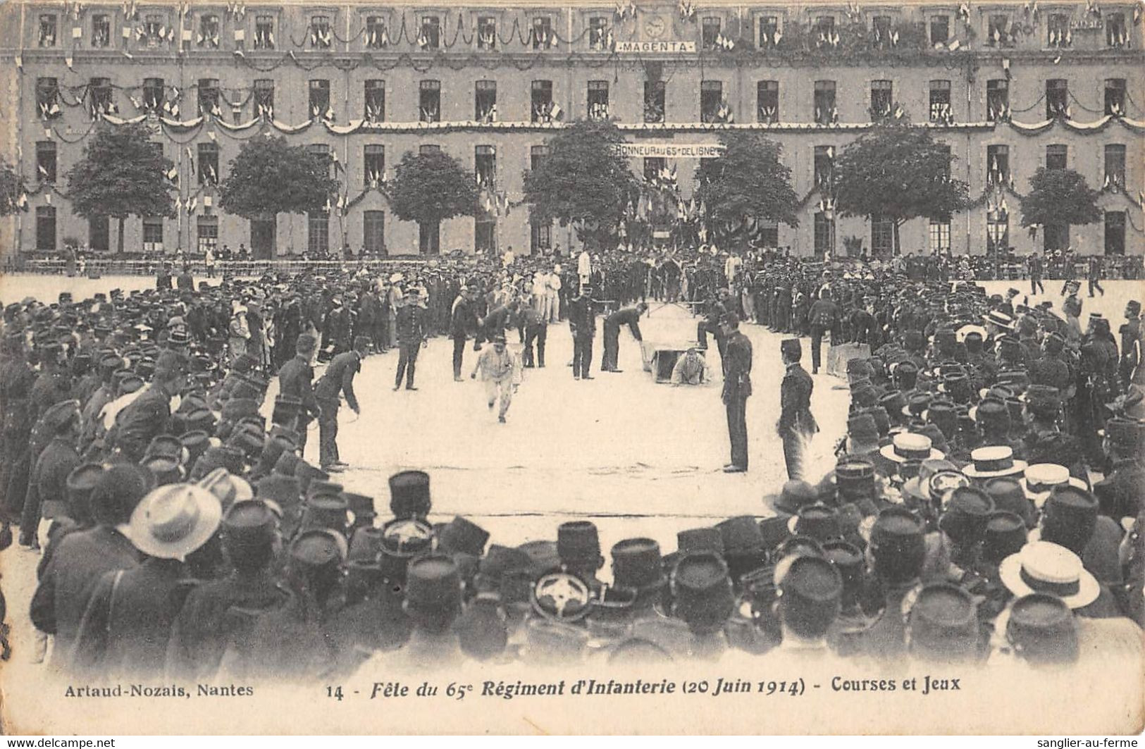 CPA 44 NANTES FETE DU 65e REGIMENT D'INFANTERIE COURSES ET JEUX 20 JUIN 1914 / Cpa Rare - Nantes