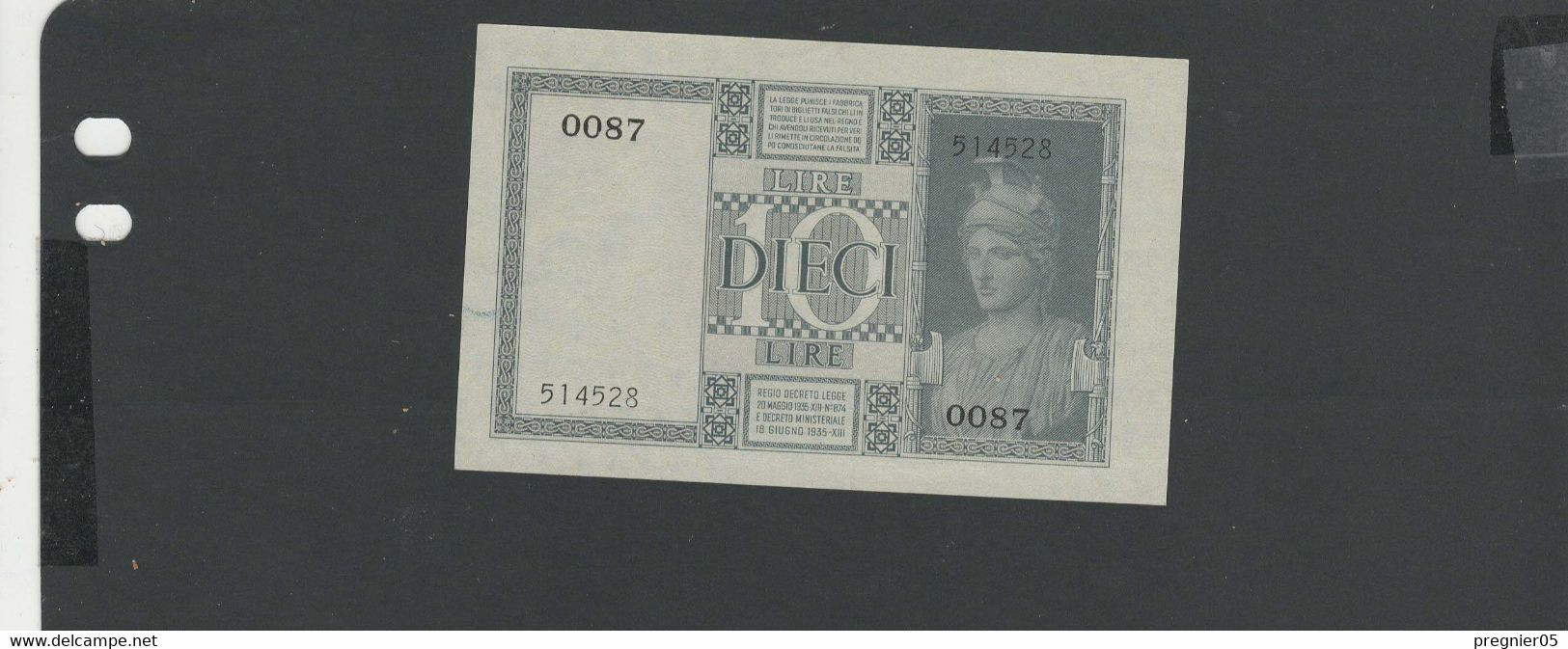 ITALIE - Billet 10 Lire 1935 NEUF/UNC Pick-025a - Italia – 10 Lire