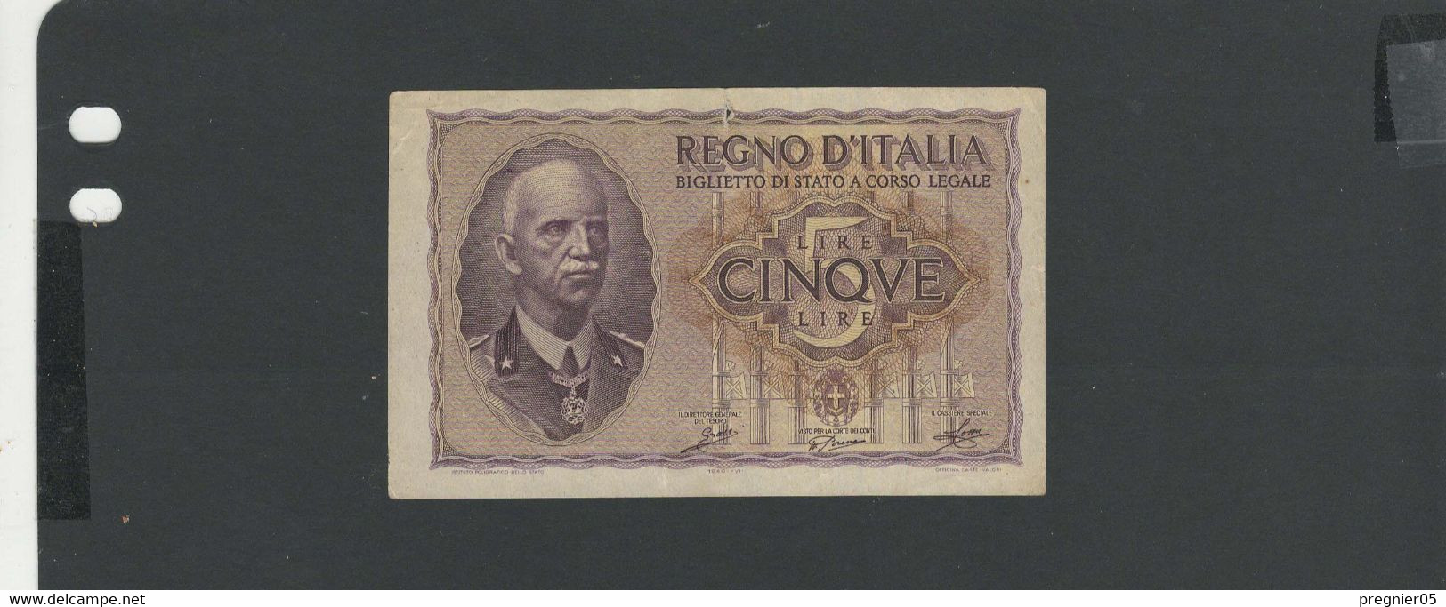 ITALIE - Billet 5 Lire 1940/44 TTB-SUP/VF-XF Pick-028 - Italia – 5 Lire
