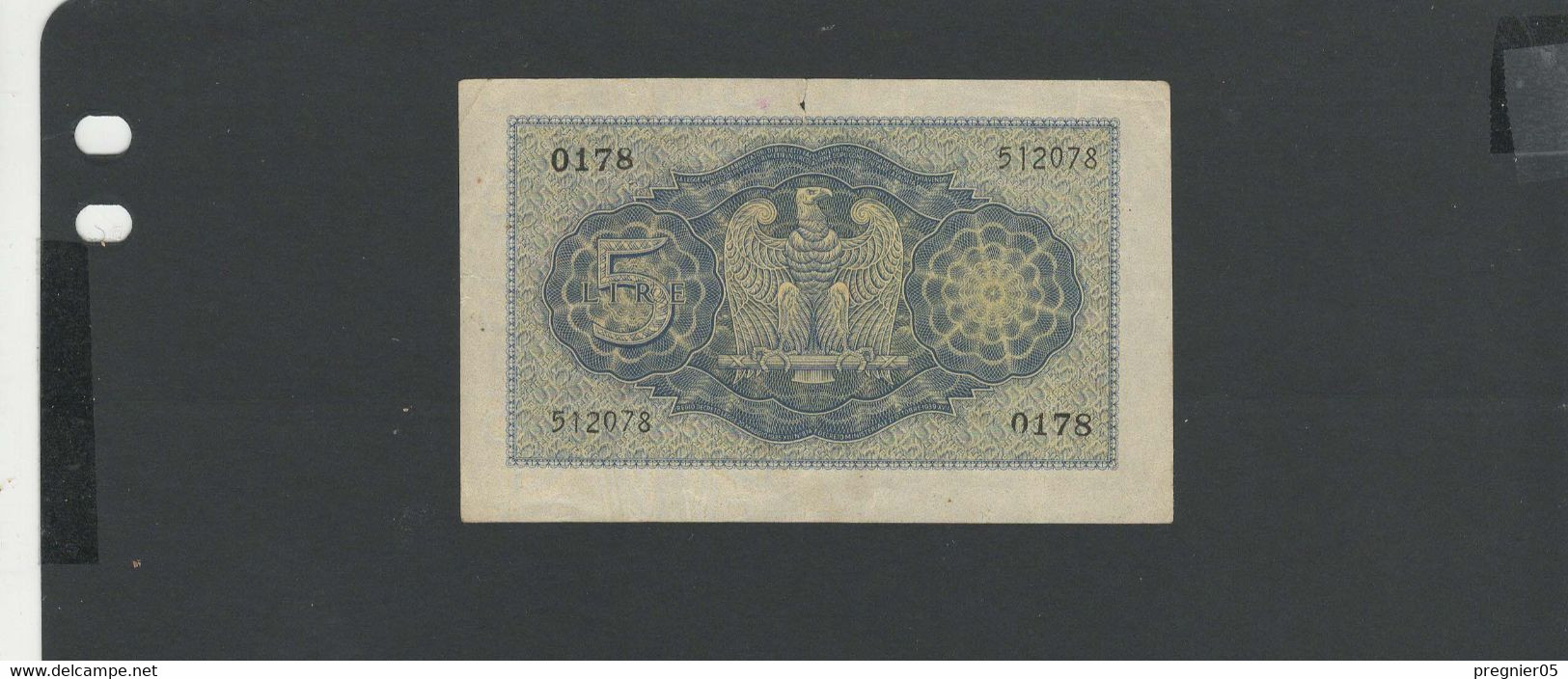 ITALIE - Billet 5 Lire 1940/44 TTB-SUP/VF-XF Pick-028 - Italië– 5 Lire