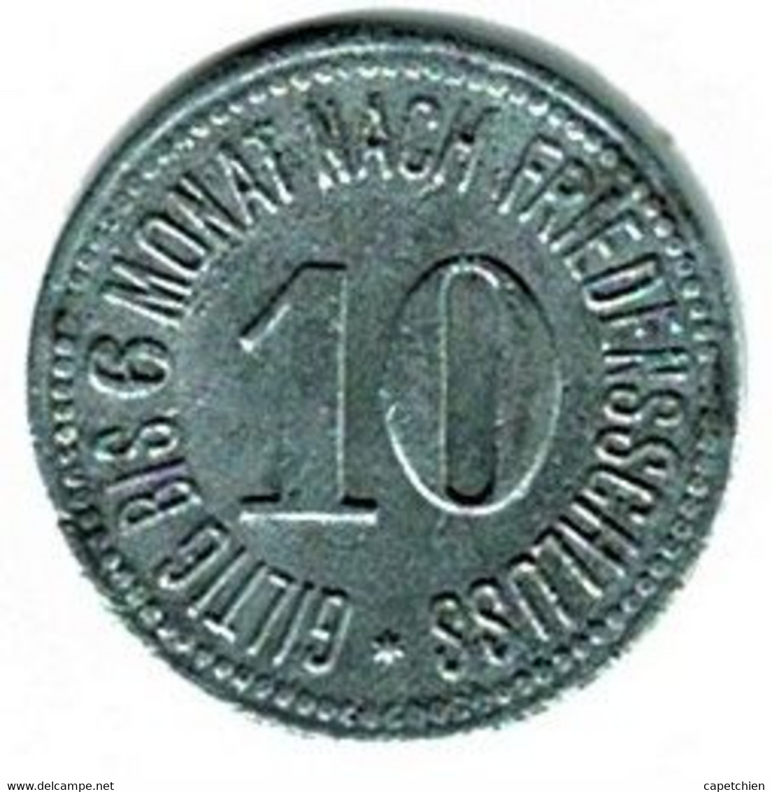 ALLEMAGNE / NECESSITE /  BEZIRKSAMT WASSERBURG / 10 PF./ 1917  / ZINC / 20 Mm / ETAT TTB / 578.2 - Monétaires/De Nécessité