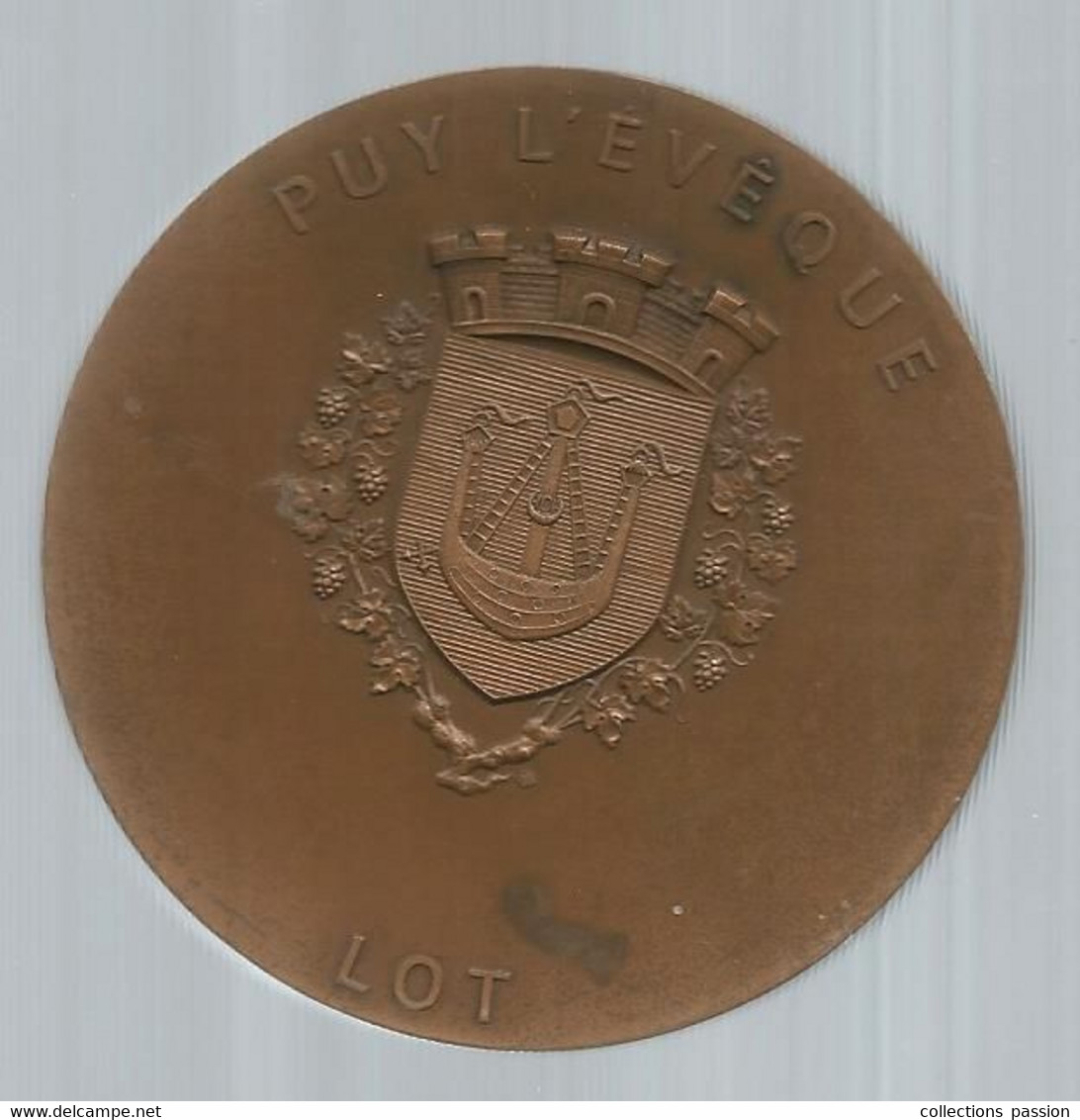JC, Médaille, PUY L'EVEQUE ,  LOT , Dia: 73 Mm, 178 Gr, Blason ,  Frais Fr 6.15 E - Professionnels / De Société