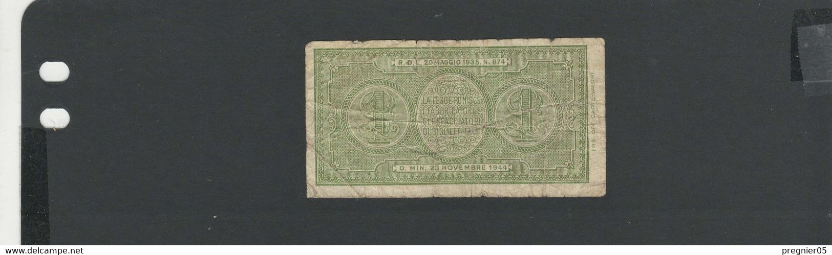 ITALIE - Billet 1 Lire 1944 B/VG Pick-029 - Italia – 1 Lira