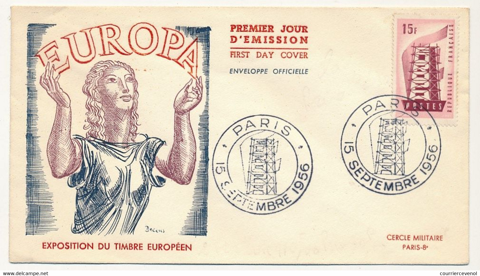 2 Enveloppes FDC - 15F Et 30F EUROPA - Premier Jour PARIS 15 Septembre 1956 - 1950-1959