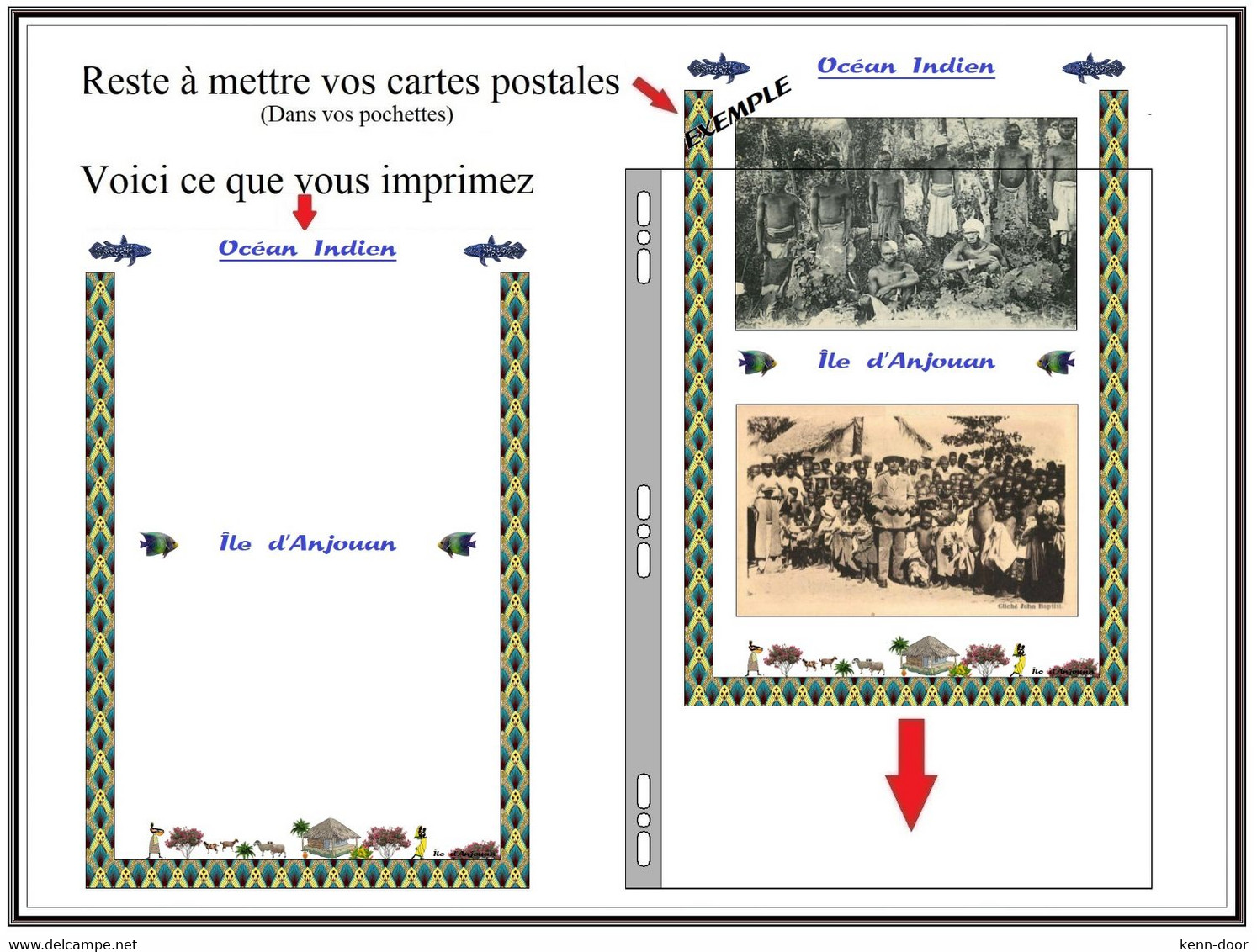 ANJOUAN album de timbres à imprimer avec  MAYOTTE, MOHELI, GRANDE-COMORE