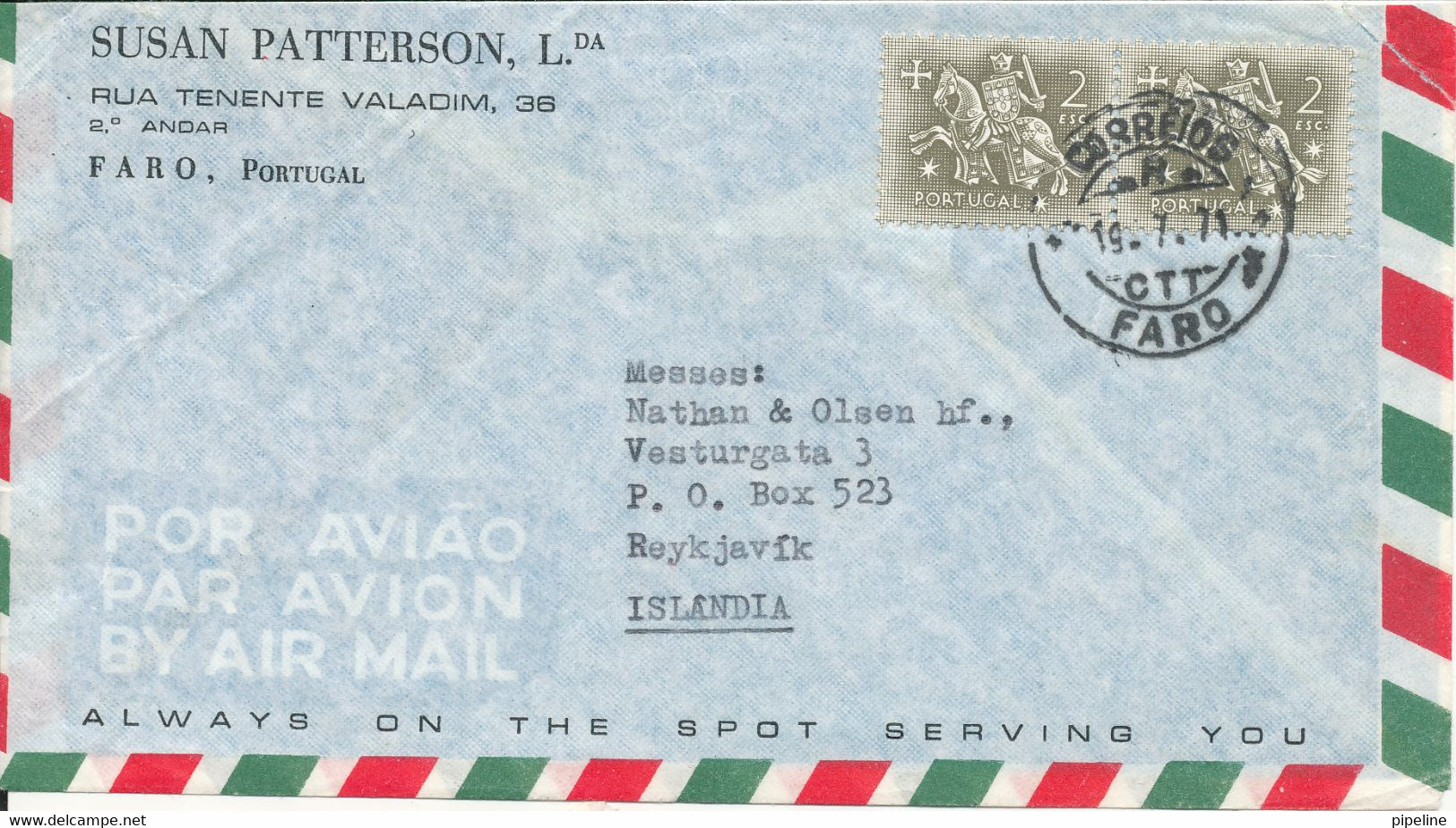 Portugal Air Mail Cover Sent To Iceland Faro 19-7-1971 - Covers & Documents