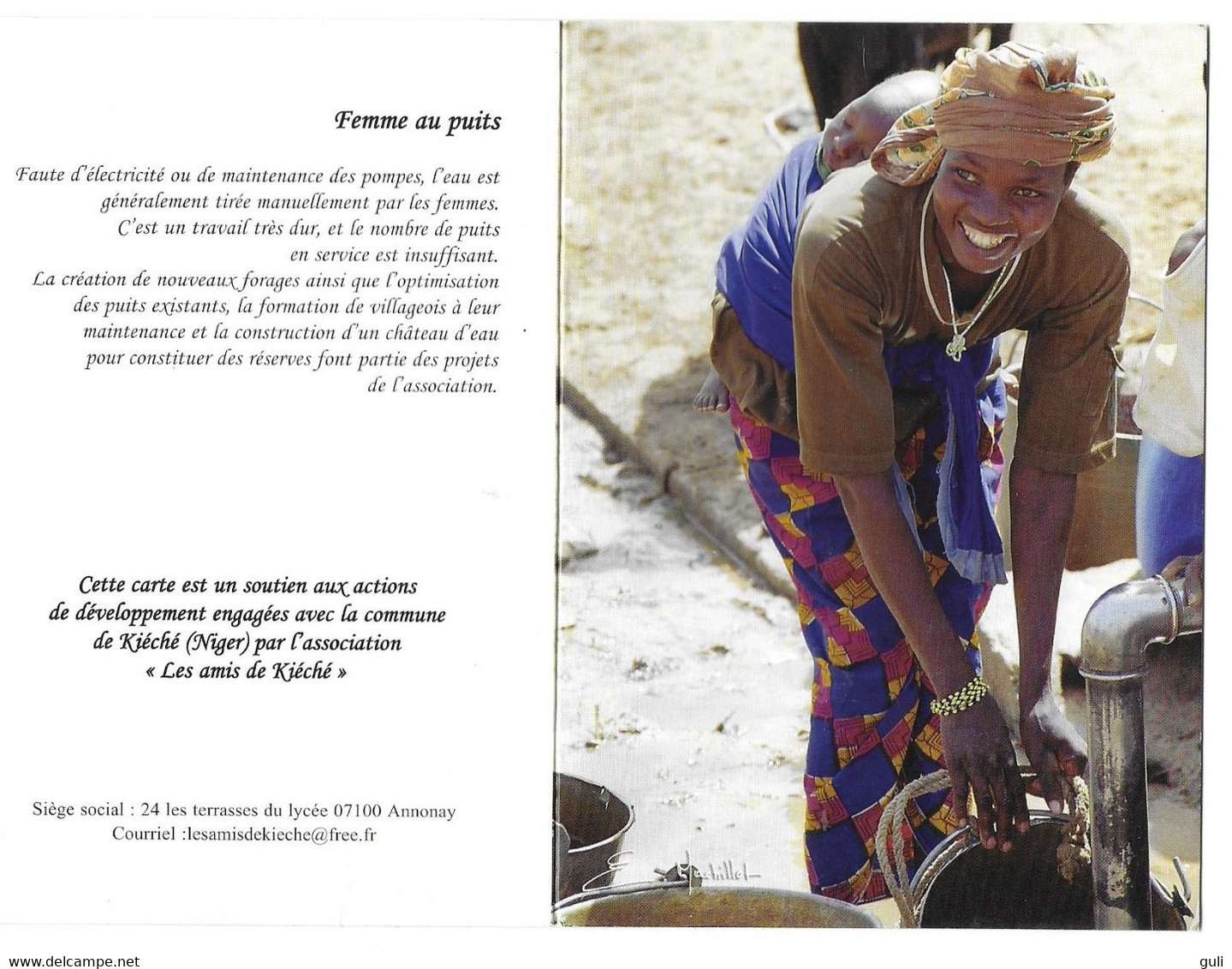 Afrique > NIGER Carte Double Kiéché Femme Au Puits  Les Amis De Kieche / Photo Machillot  *PRIX FIXE - Niger