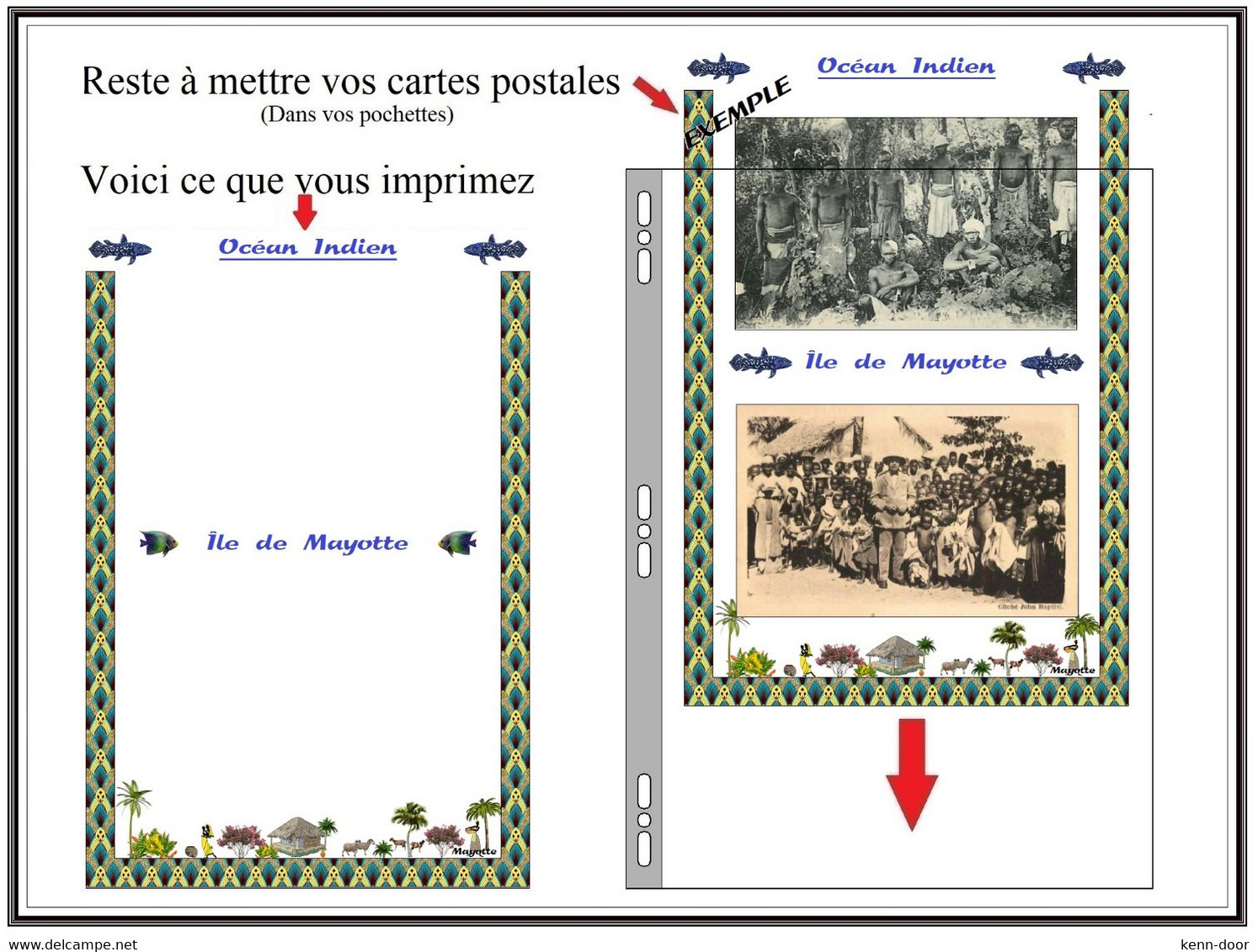 MAYOTTE album de timbres à imprimer avec ANJOUAN, MOHELI, GRANDE-COMORE