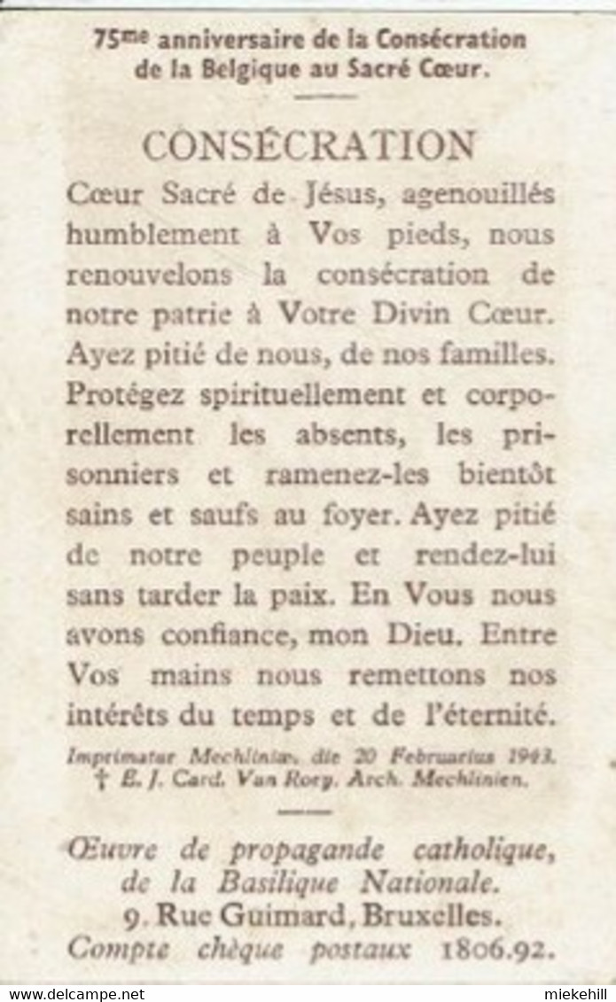KOEKELBERG-GANSHOREN- BASILIQUE NATIONALE -75e ANNIVERSAIRE DE LA CONSECRATION DE LA BELGIQUE AU SACRE COEUR - Koekelberg