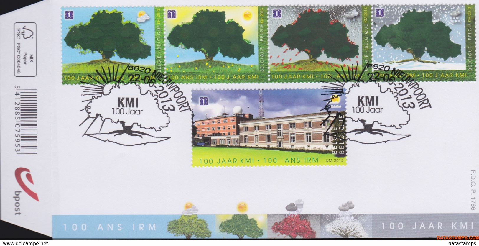 België 2013 - Mi:4398/4402, Yv:4332/4336, OBP:4352/4356, Fdc - O - 100 Years Of Kmi - 2011-2014