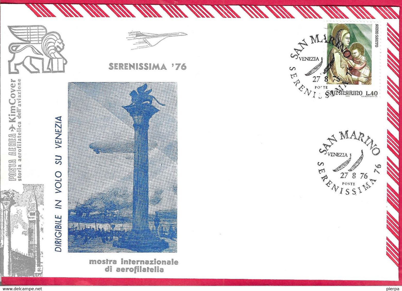 SAN MARINO - ANNULLO SPECIALE " SAN MARINO*27.8.76* - SERENISSIMA 76" SU BUSTONE KIMCOVER - Lettres & Documents