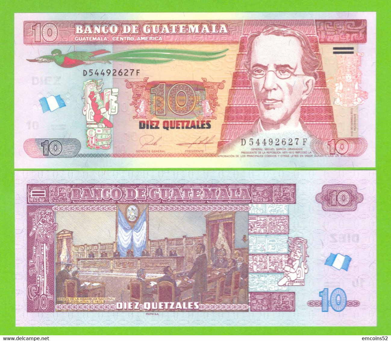 GUATEMALA 10 QUETZALES 2019 P-123A UNC - Guatemala