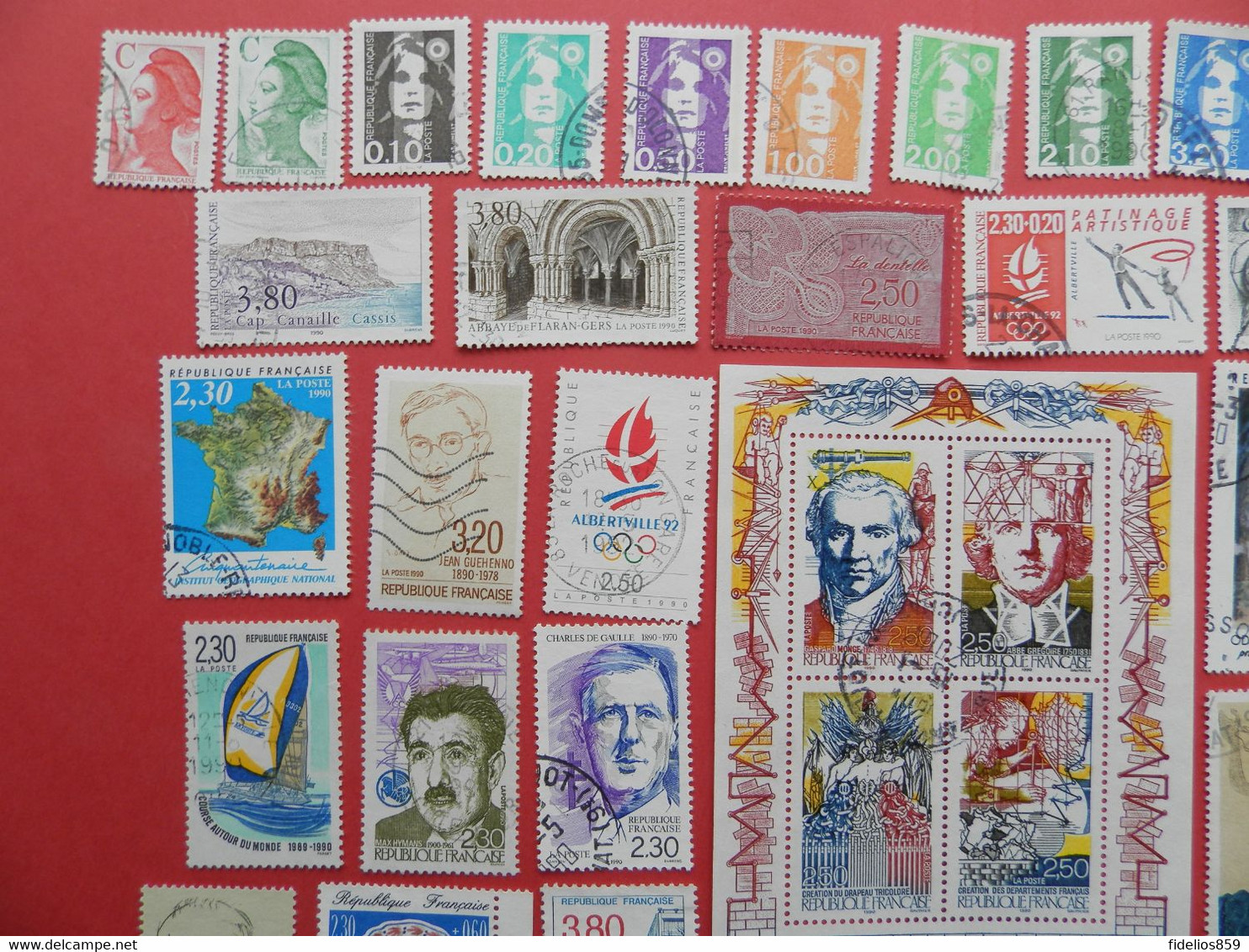 FRANCE OBLITERES : ANNEE  QUASI COMPLETE 1990 SOIT 57TIMBRES POSTE DIFFERENTS VOIR DETAIL ET PHOTOS - 1990-1999