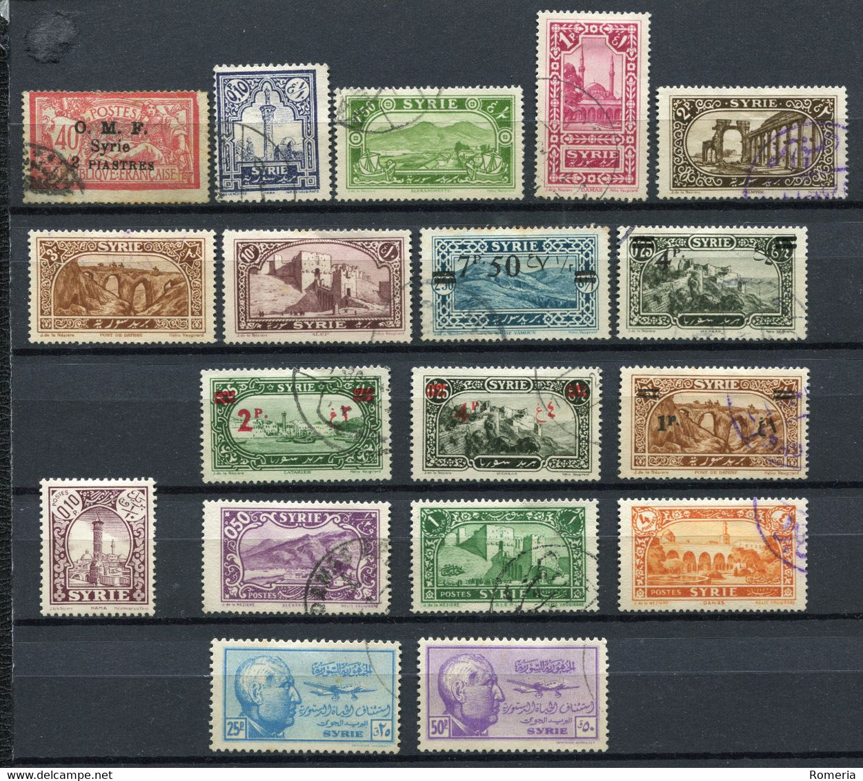 Syrie - 1920 -> 1930 - Lot Timbres Syrie (Colonie Française) + 2 Timbres République Syrie - Obl. - Nºs Dans Description - Oblitérés