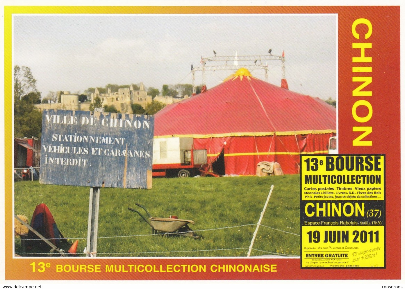 CP CHINON INDRE ET LOIRE 37  - 13EME BOURSE MULTICOLLECTIONS - 2011 - PHOTO CIRQUE WILLY BRAND EN 2002 - Bourses & Salons De Collections