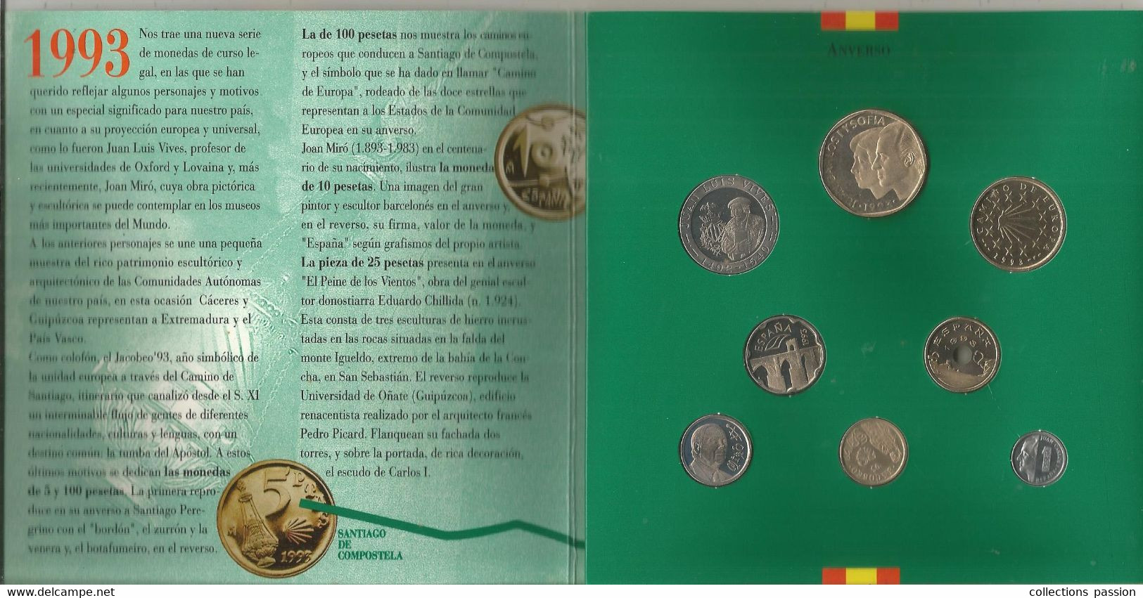 JC, Coleccion De Monedas Espanolas De Curso Legal , Pruebasnumismat, Acunaciones Del 93 ,1993 ,5 Scans , Frais Fr 4.00 E -  Colecciones