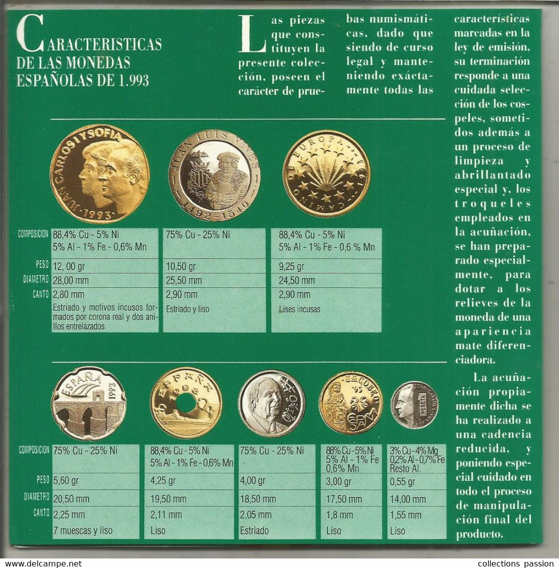 JC, Coleccion De Monedas Espanolas De Curso Legal , Pruebasnumismat, Acunaciones Del 93 ,1993 ,5 Scans , Frais Fr 4.00 E -  Collections