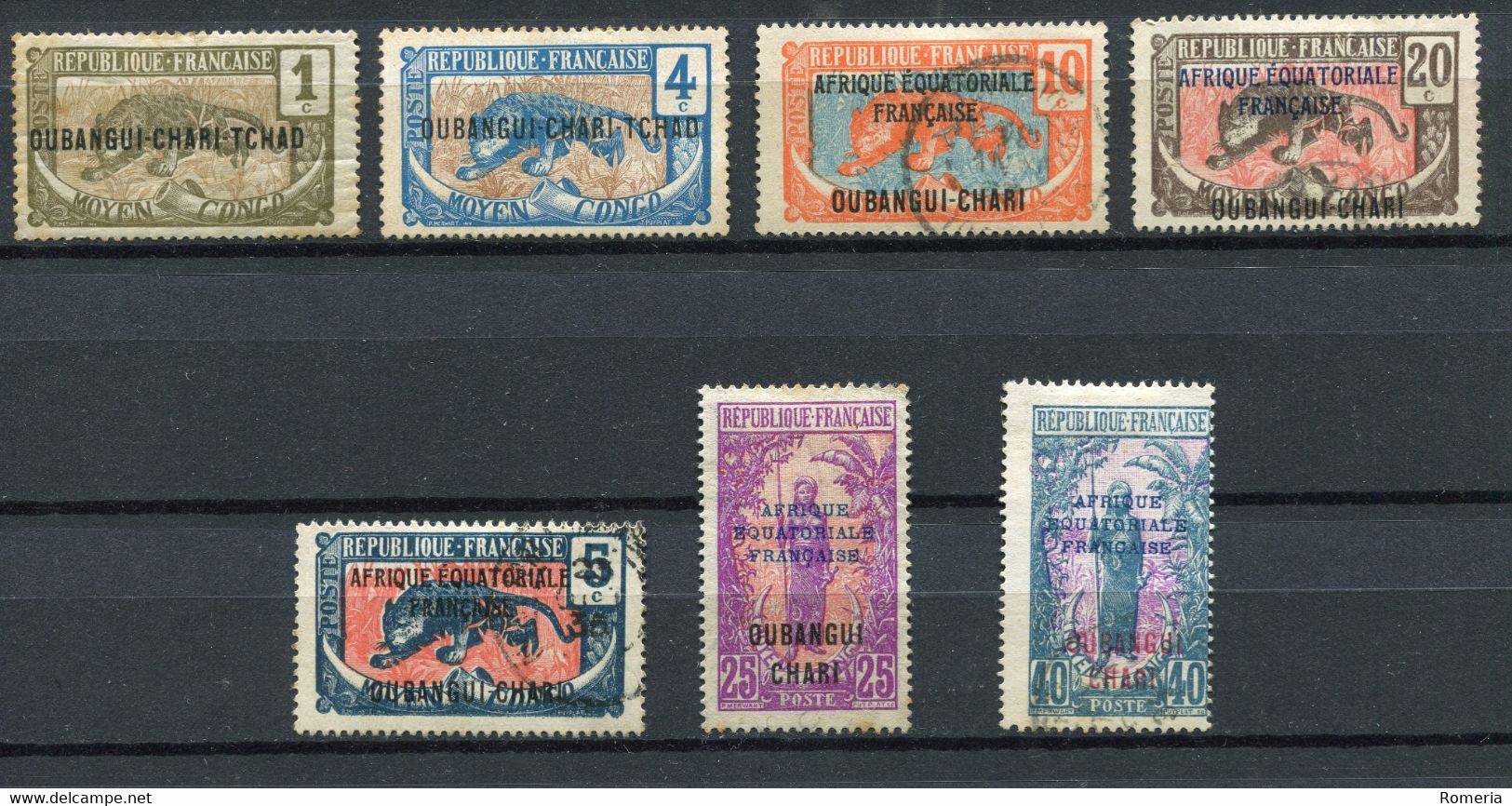 Oubangui Chari - 1915 -> 1925 - Timbres Oblitérés - Yt 1 - 3 - 5 - 7 - 46 - 51 - 54 - Used Stamps