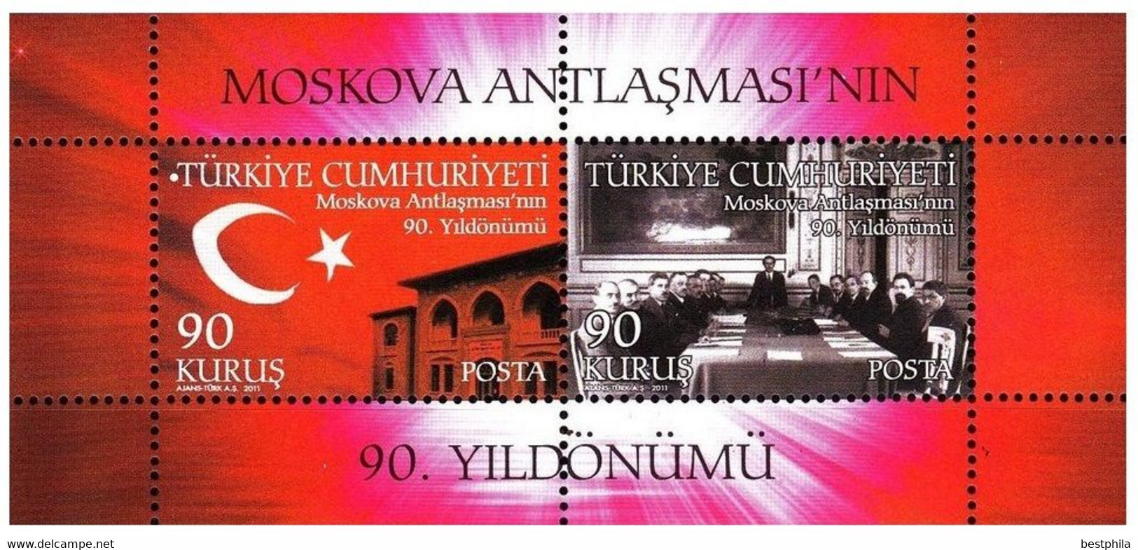 Turkey, Türkei - 2011 - 90th Anniversary Of The Moscow - 1.Mini S/Sheet ** MNH - Ongebruikt