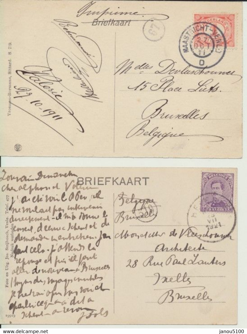 CARTES POSTALES   PAYS-BAS   SITTARD     TEEKENSCHOOL  +  NIEUWSTRAAT           2 Pièces - Sittard