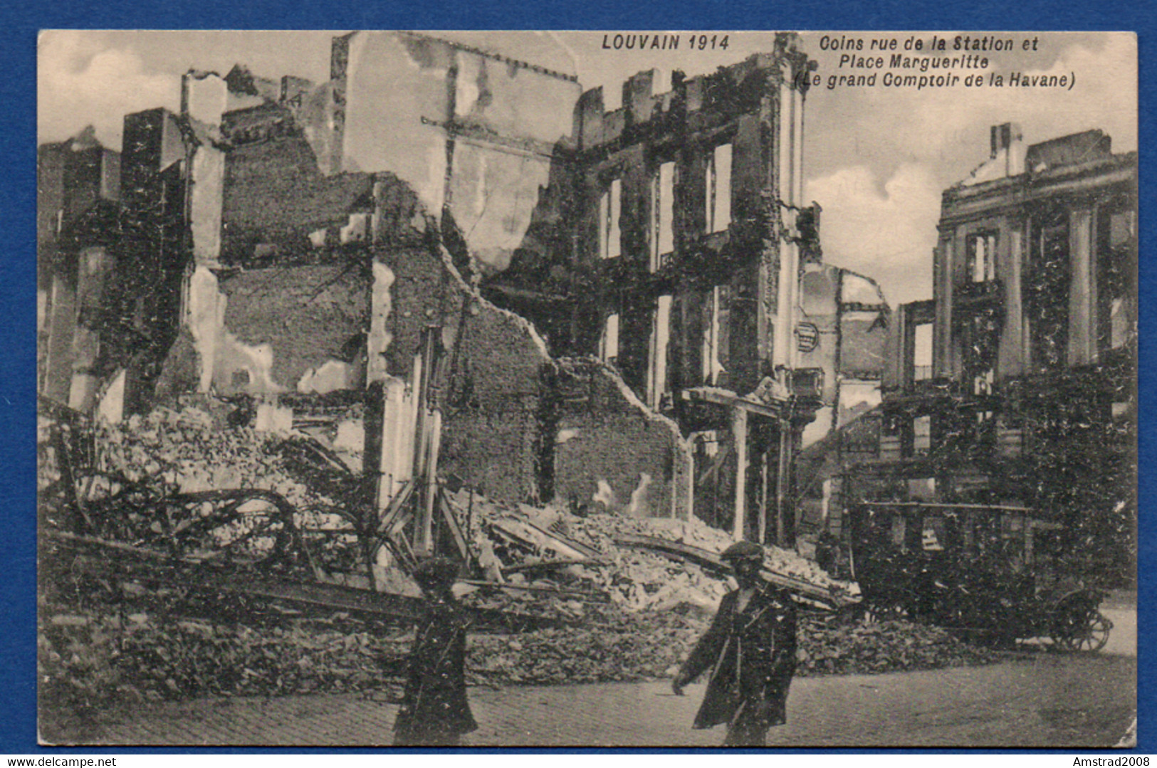 LOUVAIN 1914 - COINS RUE DE LA STATION ET PLACE MARGGERITTE LE GRAND COMPTOIR DE LA HAVANE - BELGIQUE - BELGE - BELGIO - Leuven