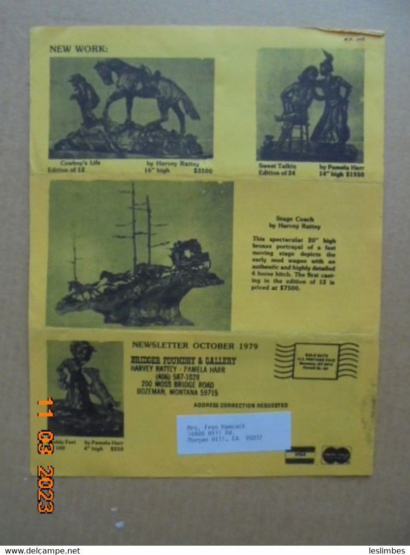 Bridger Foundry & Gallery Newsletter October 1979 - Bozeman, Montana - Harvey Rattey And Pamela Harr - Bellas Artes