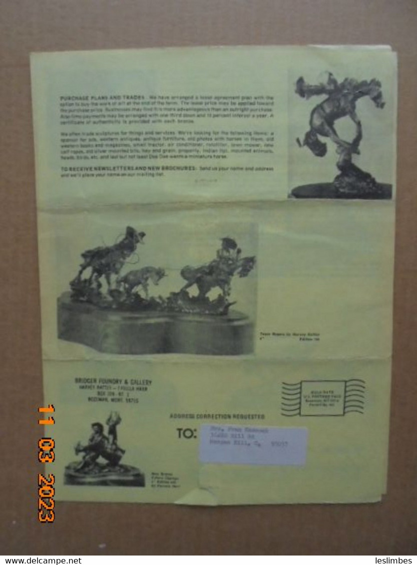 Bridger Foundry & Gallery Newsletter December 1977 - Bozeman, Montana - Harvey Rattey And Pamela Harr - Fine Arts