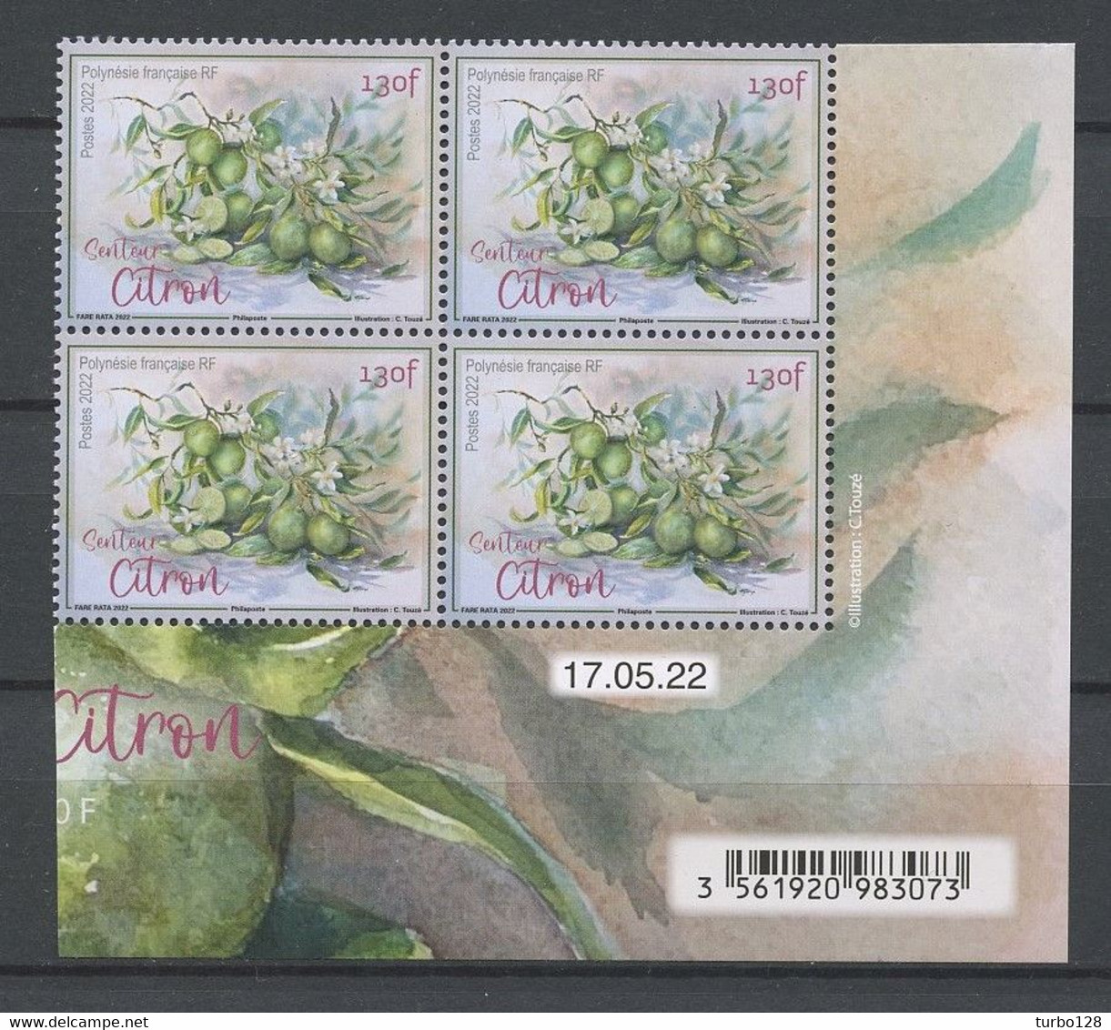 POLYNESIE 2022 N° 1308 ** Bloc De 4 Coin Daté Neuf MNH Superbe Fruit Citron Agrume Fleurs De Citronnier Flowers - Ungebraucht