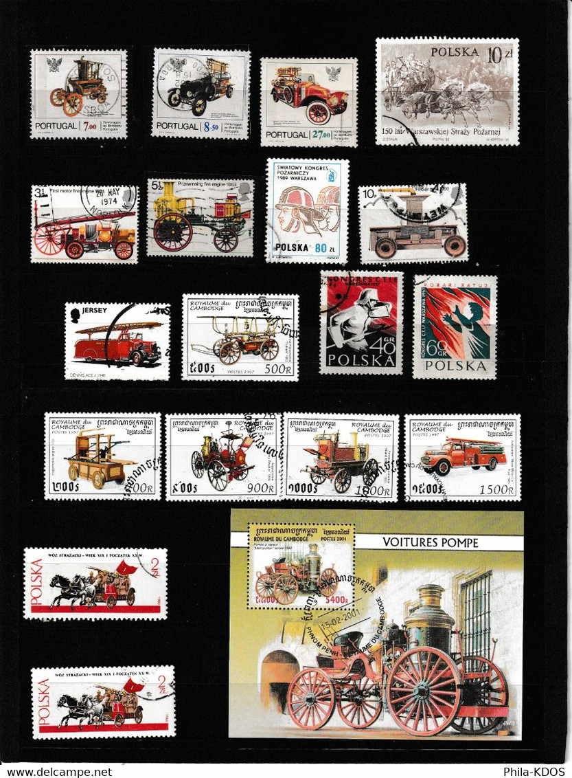 " SAPEURS-POMPIERS " Sur Lot De 18 Timbres Et 1 Bloc Oblitérésdu Monde. Voir Scan. Lot 1 - Firemen