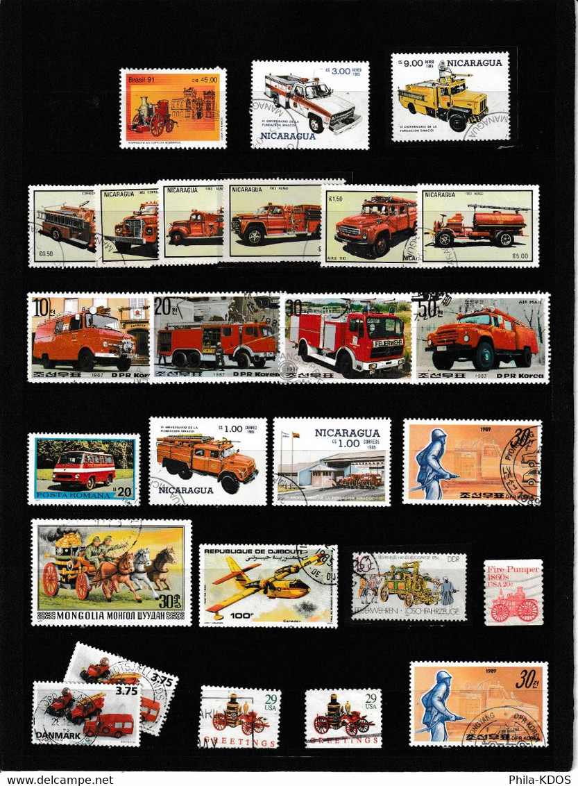 " SAPEURS-POMPIERS " Sur Lot De 26 Timbres Oblitérés Du Monde. Voir Scan. Lot 2 - Firemen