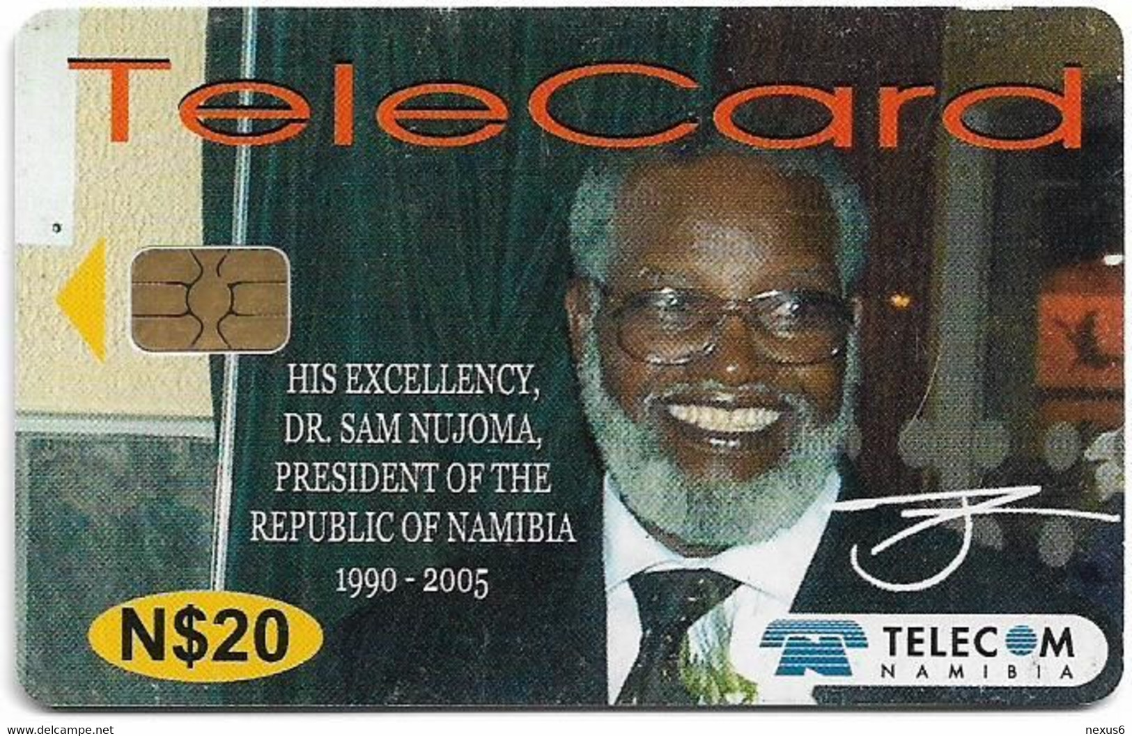 Namibia - Telecom Namibia - Dr. Sam Nujoma, President Of Namibia, Chip Axalto 02, 20$, 2005, Used - Namibia