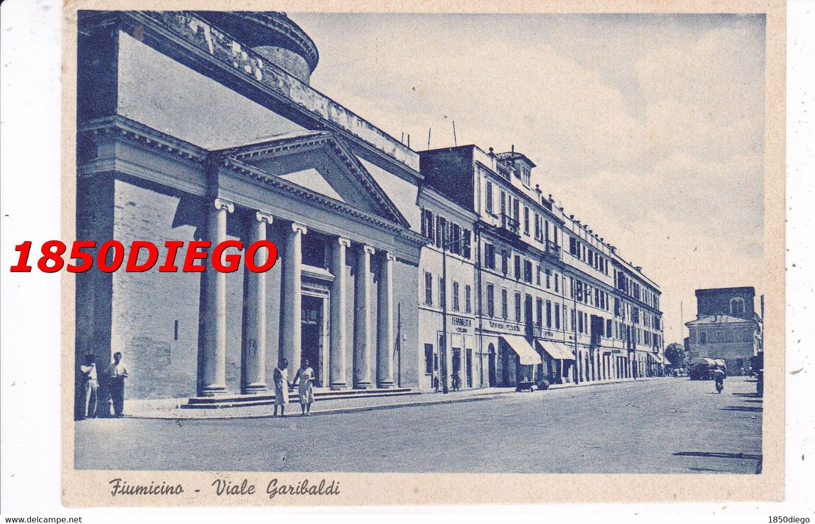 FIUMICINO - VIALE GARIBALDI F/GRANDE VIAGGIATA 1957 ANIMAZIONE - Fiumicino