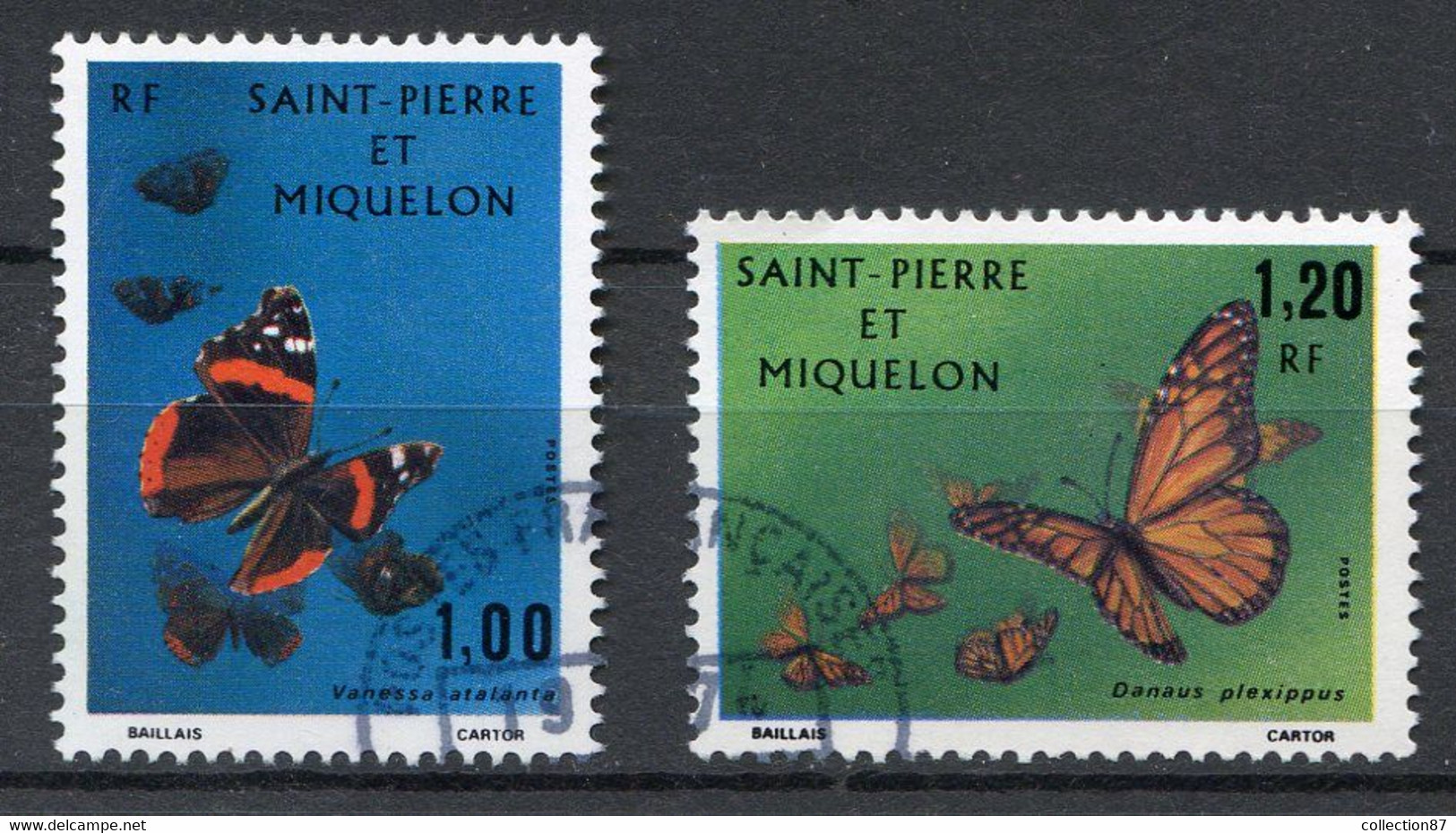 Réf 55 CL2 < -- SAINT PIERRE Et MIQUELON < Yvert N° 441 Et 442 Ø < Oblitéré Ø Used - Papillons Butterfly  Papillon - Usados