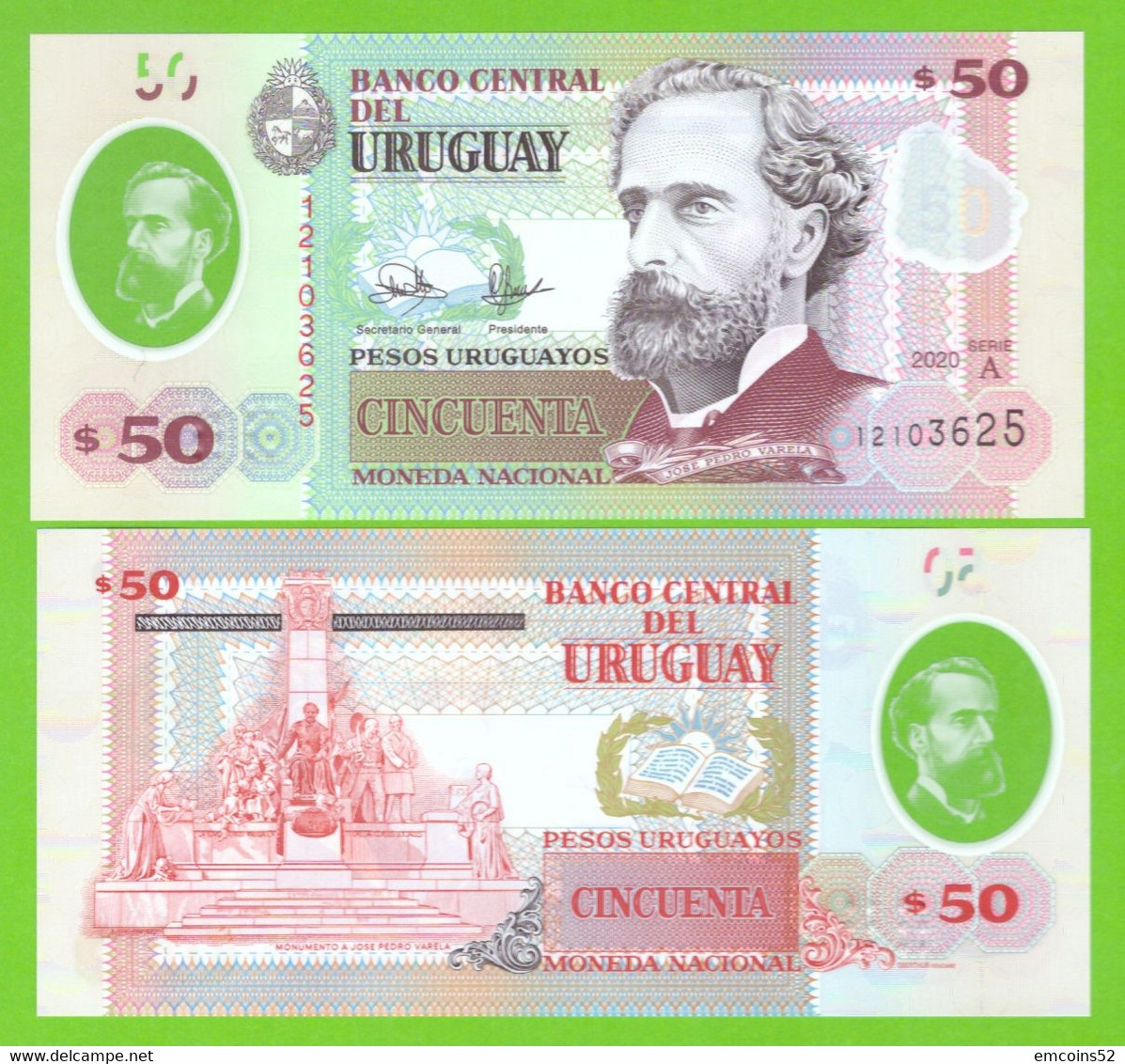 URUGUAY 50 PESOS 2020 P-W102(1) UNC - Uruguay