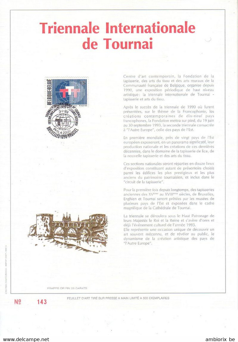 Carte Max Gold Goud Or 2517 Triennale Internationale De Tournai - Le Pont Des Trous - Version Francophone - 1991-2000