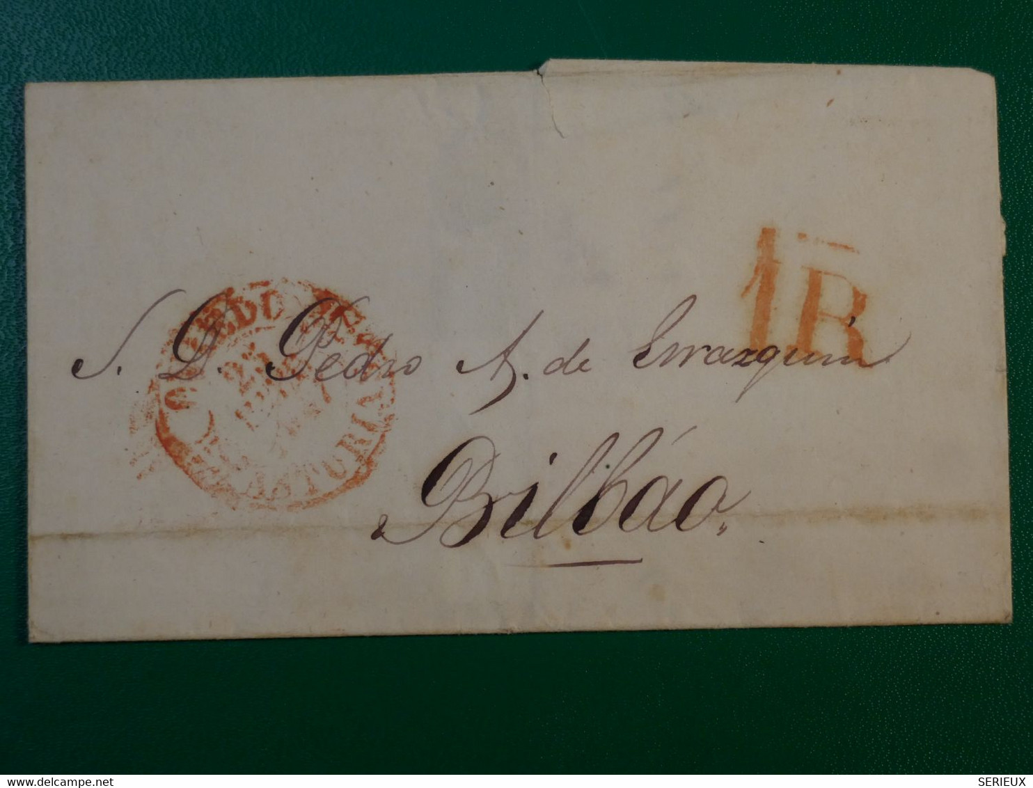 BP 10 ESPANA  BELLE LETTRE R 1830 GRIFFE OVIEDO A BILBAO ++ AFFR. INTERESSANT++ - ...-1850 Prefilatelia