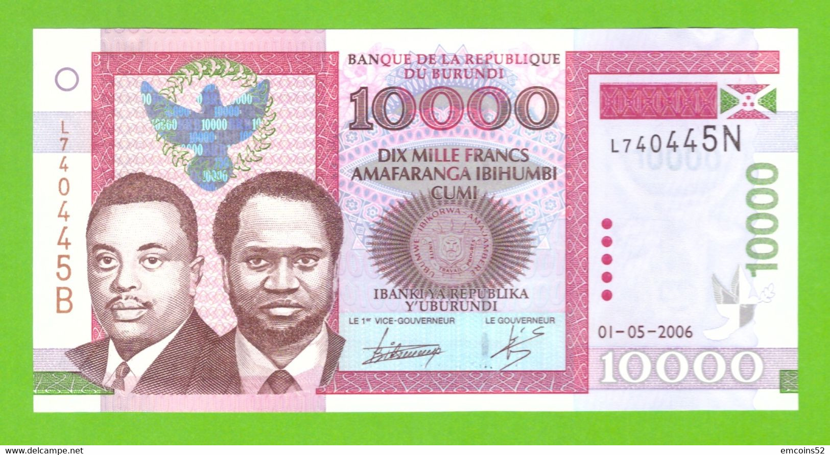 BURUNDI 10000 AMAFRANGA 2006 P-43b UNC - Burundi