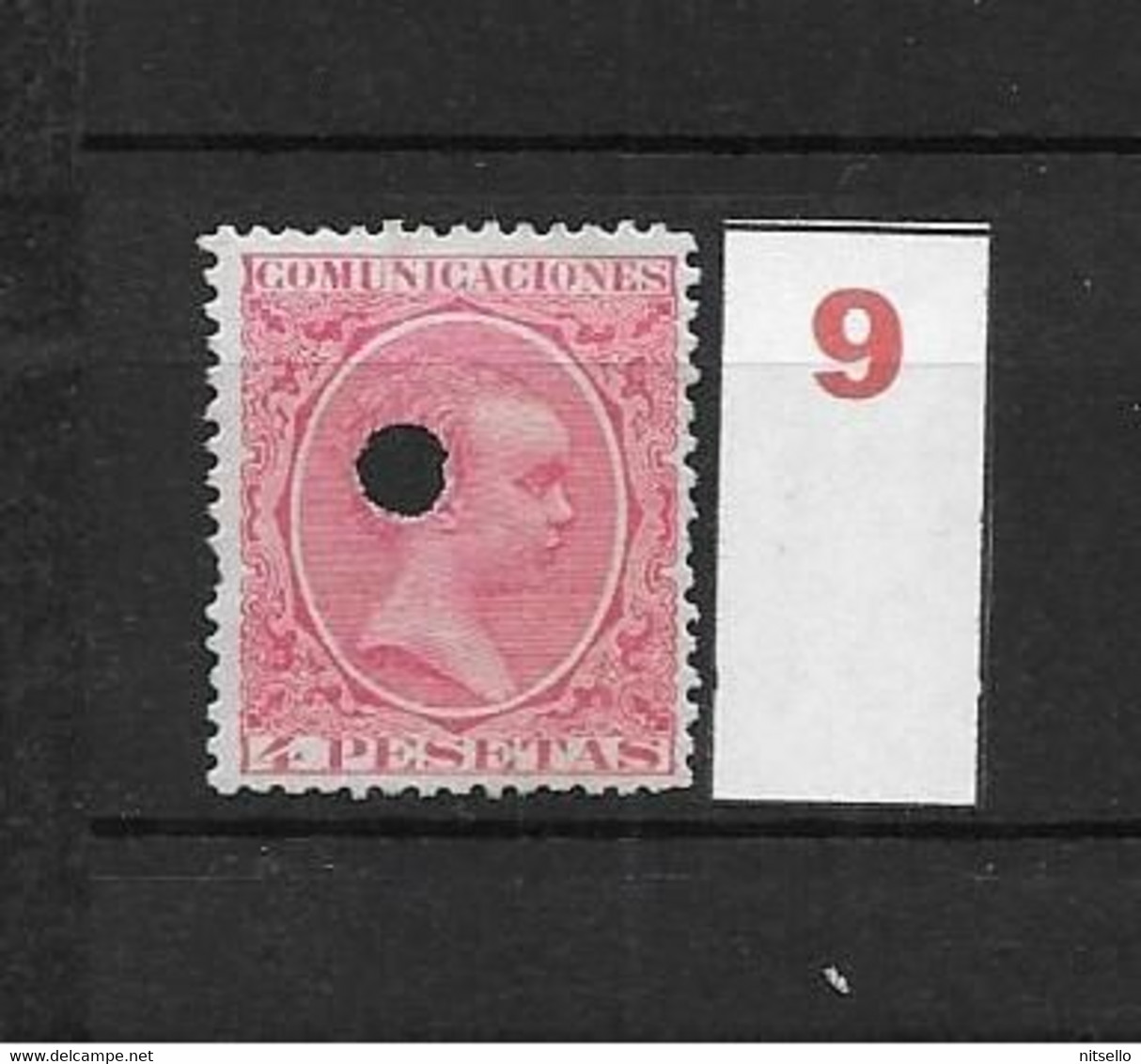 LOTE 2242 /// ESPAÑA 1889-1899  TELEGRAF.  EDIFIL Nº 227T 4 PTAS NSG   // CATALOG/COTE: 8€ - Télégraphe